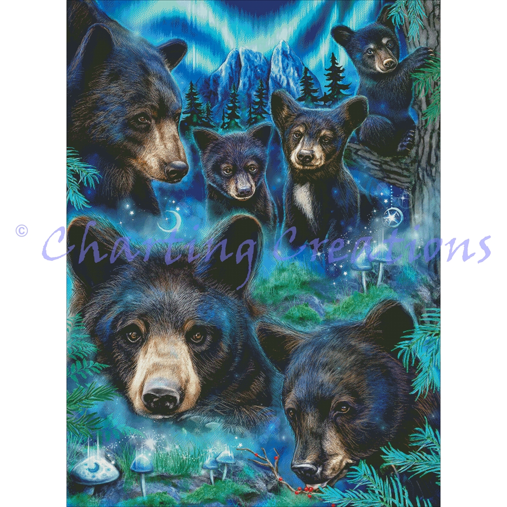 Day Dream Moonlit Black Bears Large